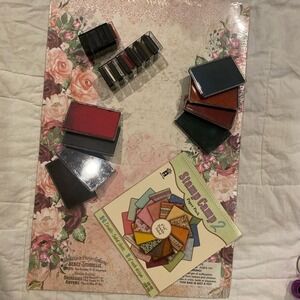 Stamp Camp Paper Crafting Pack Double Sided Sheets Ink Pads Floral Vintage Style